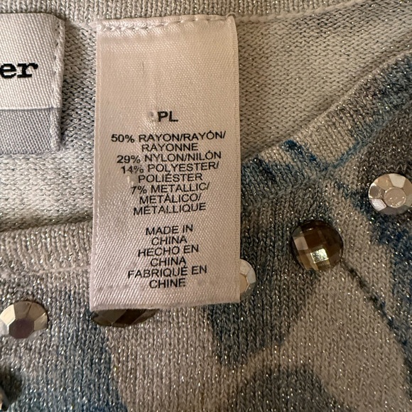 Alfred Dunner Gray and Blue Floral Blouse - Picture 3 of 5